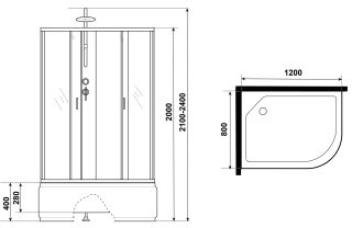Душевая кабина Niagara NG-2310-14LBKT 120x80см серебро/матовое